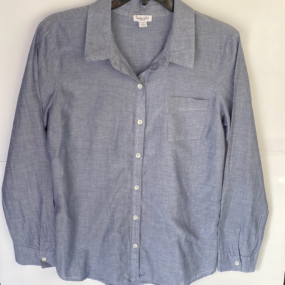Splendid Blue Button Down Long Sleeve Shirt Size M